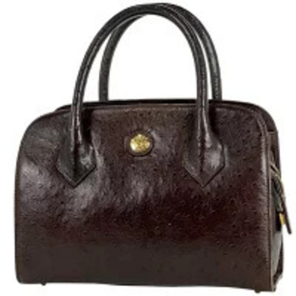 Fendi Zucca Handbag Tote Bag Ostrich Leather Brown